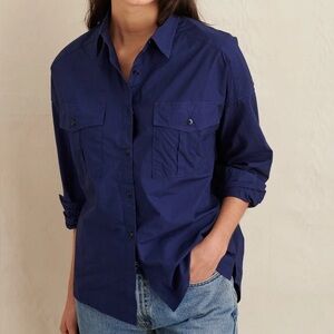 Alex Mill Oversize Keeper Button Down - Paper Cotton Navy Blue
